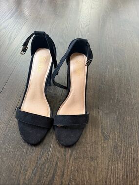 Brash Black Open-Toe Ankle-Strap Heels